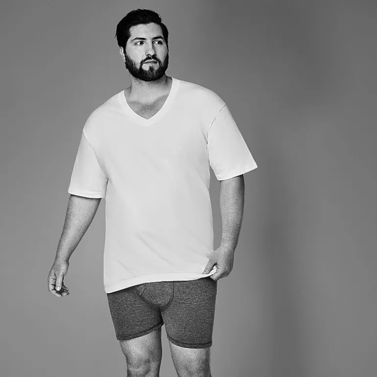Stafford Heavyweight Mens 4 Pack Short Sleeve V Neck T-Shirt Extra Tall