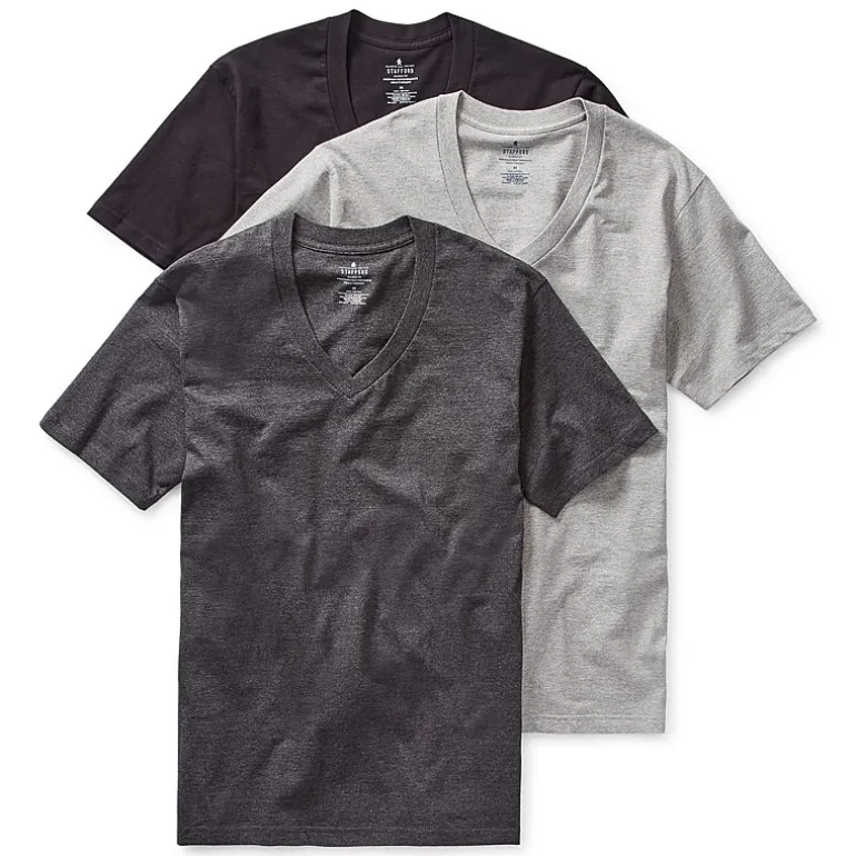 Stafford Heavyweight Mens 3 Pack Short Sleeve V Neck T-Shirt Tall
