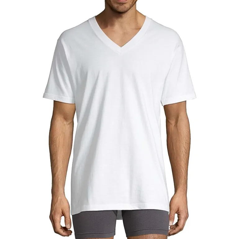 Stafford Heavyweight Mens 4 Pack Short Sleeve V Neck T-Shirt Big