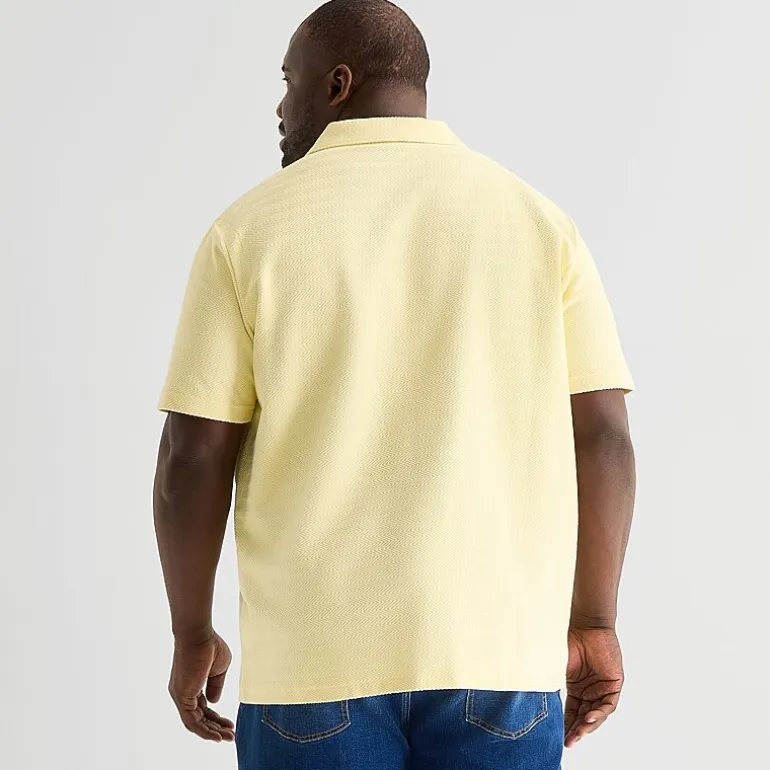 Stafford Johnny Collar Big and Tall Mens Regular Fit Short Sleeve Polo Shirt