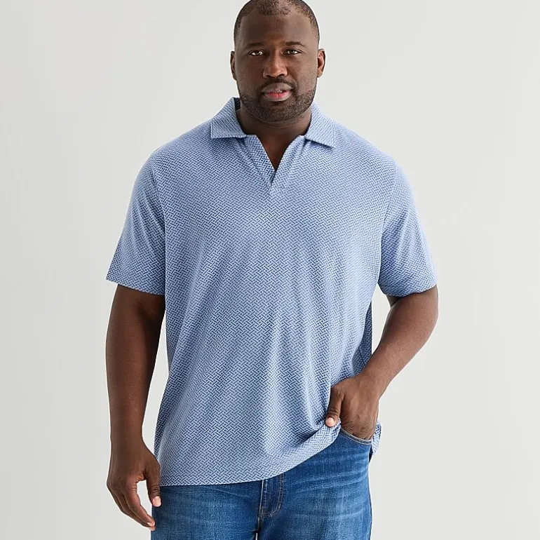 Stafford Johnny Collar Big and Tall Mens Regular Fit Short Sleeve Polo Shirt