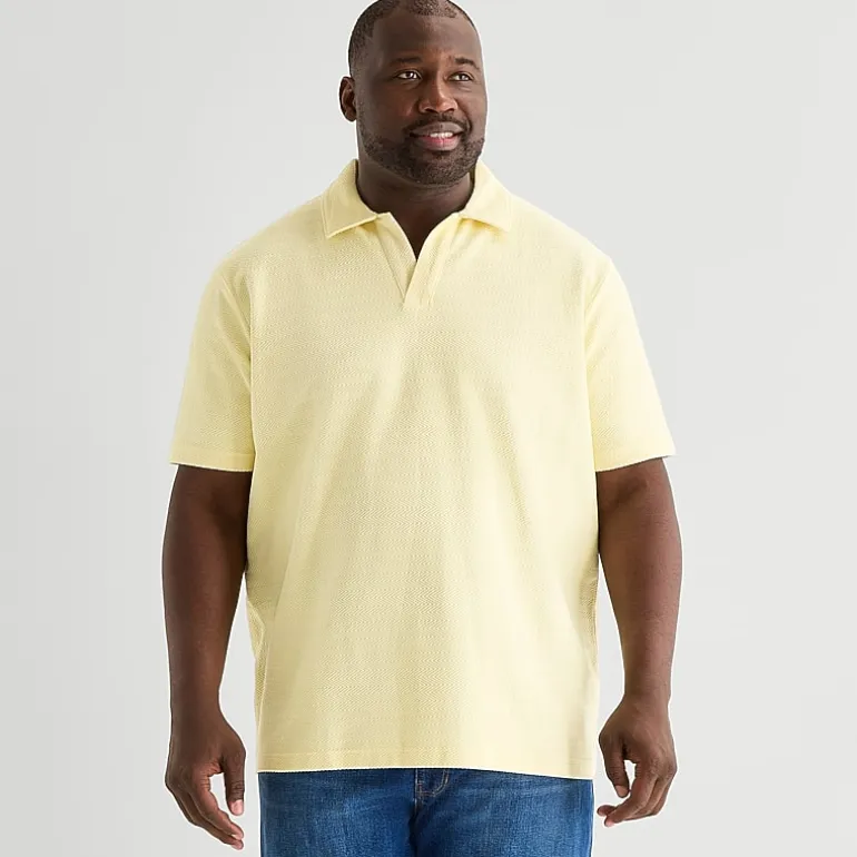 Stafford Johnny Collar Big and Tall Mens Regular Fit Short Sleeve Polo Shirt