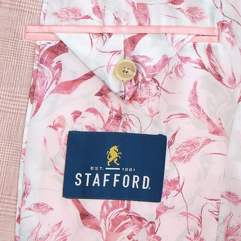 Stafford Linen Cotton Blend Mens Plaid Classic Fit Sport Coat