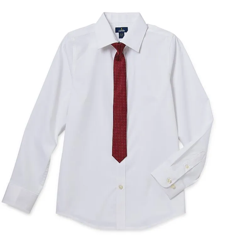 Stafford Little & Big Kid Boys Point Collar Long Sleeve Dress Shirt