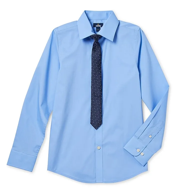 Stafford Little & Big Kid Boys Point Collar Long Sleeve Dress Shirt