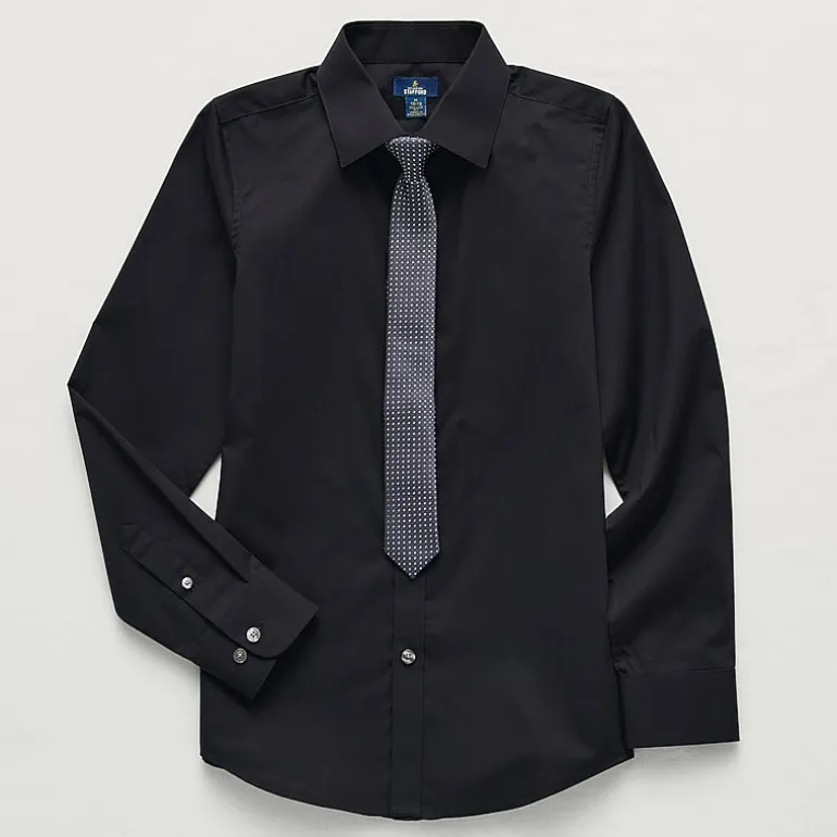 Stafford Little & Big Kid Boys Point Collar Long Sleeve Dress Shirt