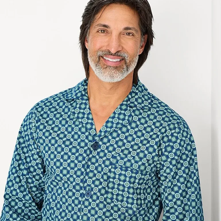 Stafford Mens Long Sleeve 2-pc. Pajama Set