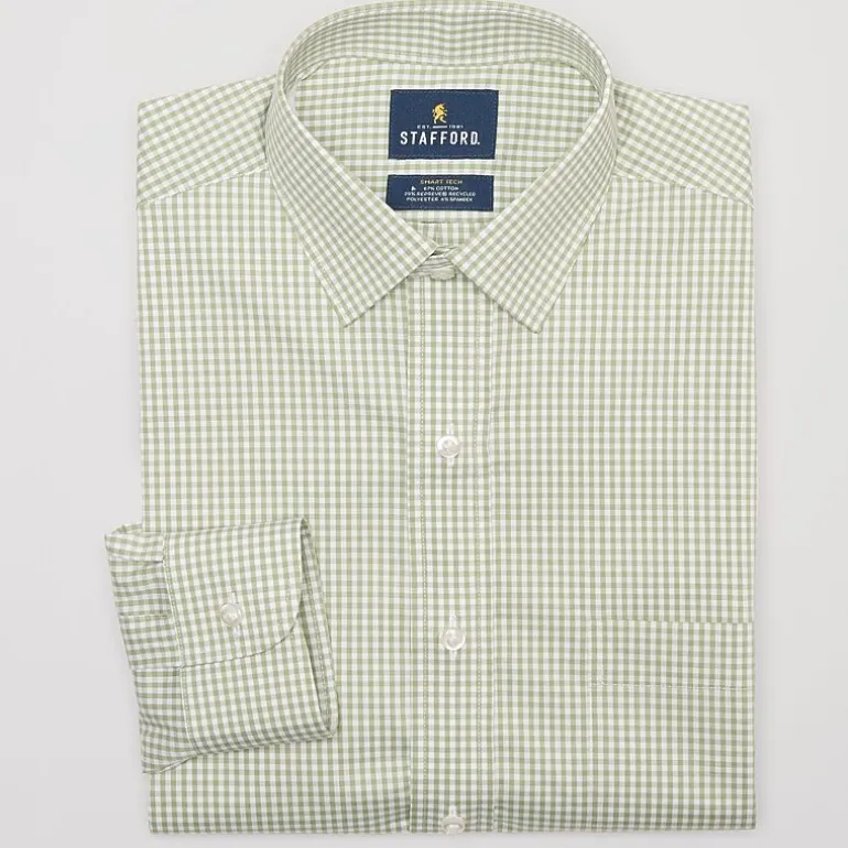 Stafford Mens Regular Fit Easy-on + Easy-off Sensory Friendly Adaptive Stretch Fabric Wrinkle Free Long Sleeve Dress Shirt