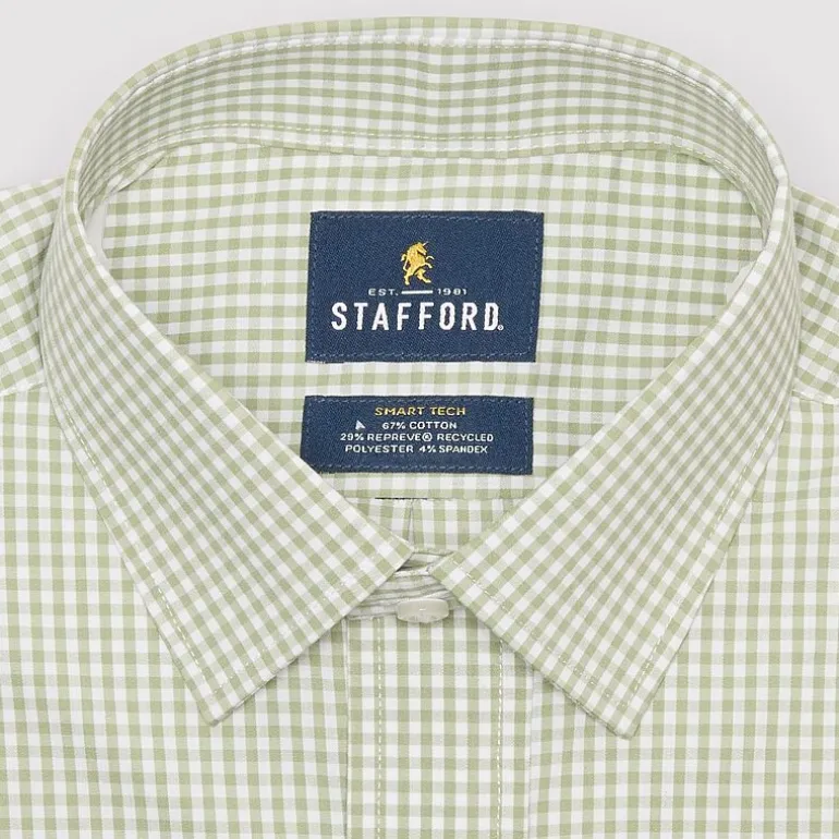Stafford Mens Regular Fit Easy-on + Easy-off Sensory Friendly Adaptive Stretch Fabric Wrinkle Free Long Sleeve Dress Shirt