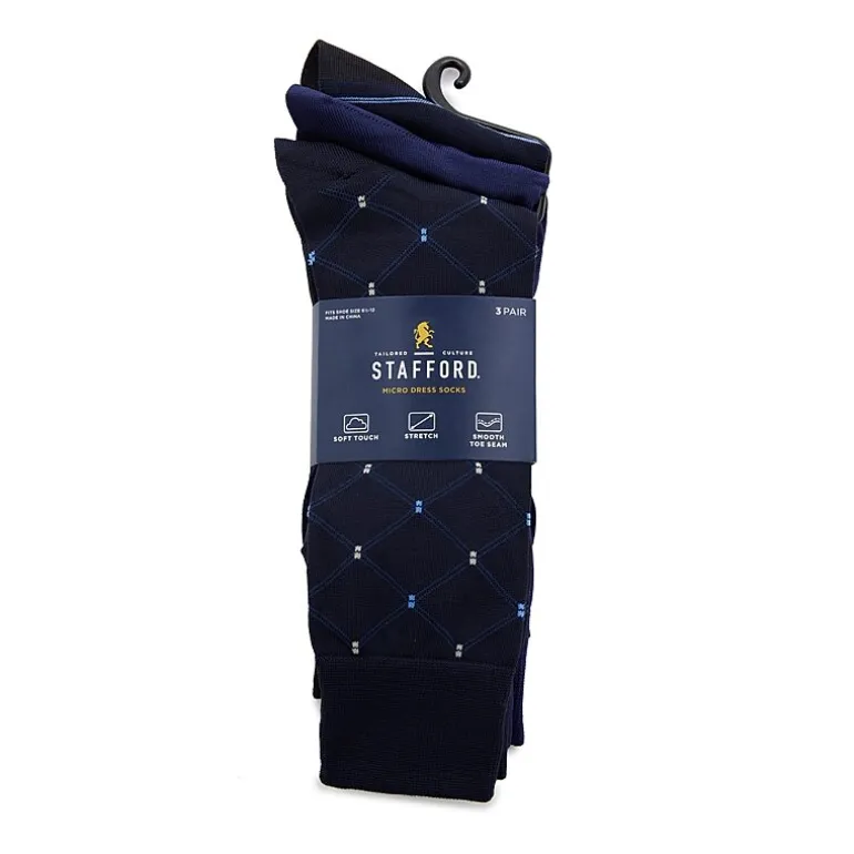 Stafford Microfiber Mens 3 Pair Crew Socks