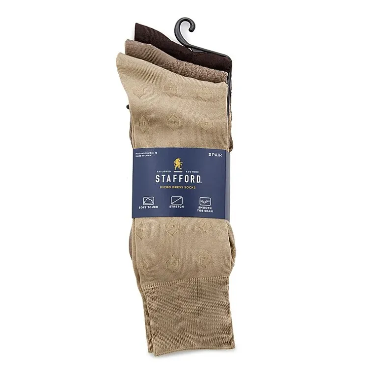 Stafford Microfiber Mens 3 Pair Crew Socks