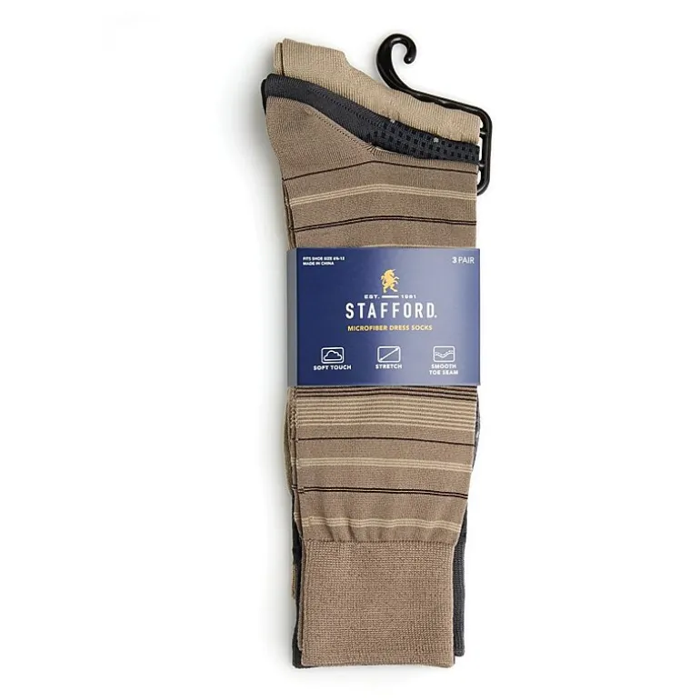 Stafford Microfiber Mens 3 Pair Crew Socks