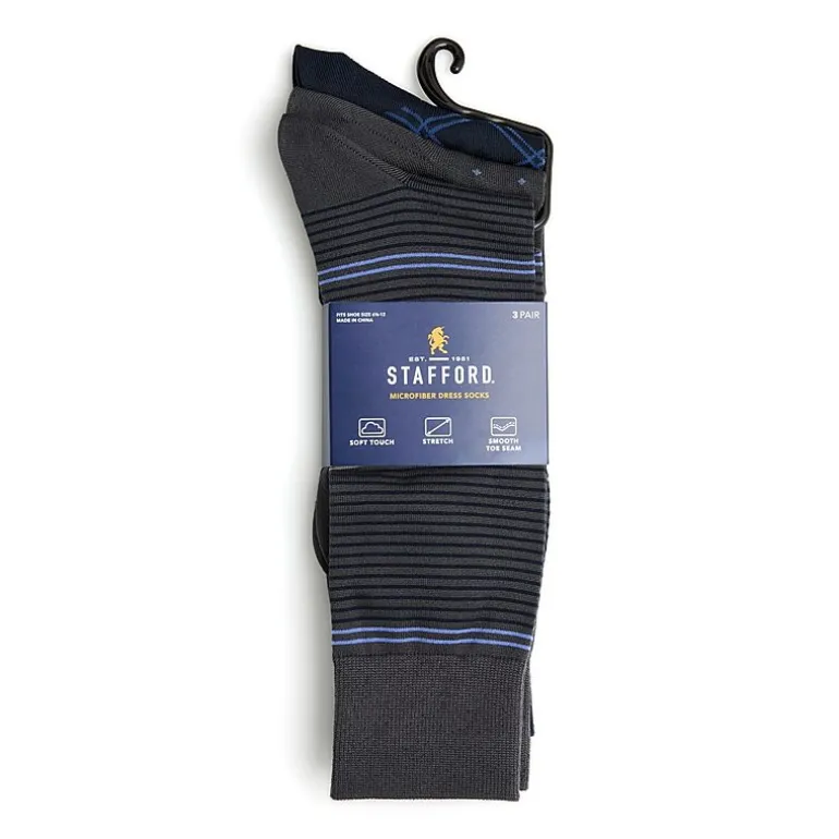 Stafford Microfiber Mens 3 Pair Crew Socks