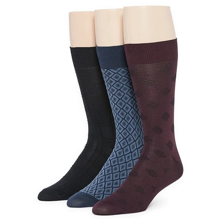 Stafford Microfiber Mens 3 Pair Crew Socks