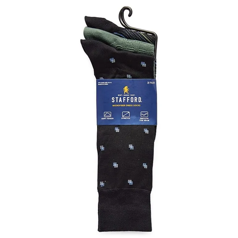 Stafford Microfiber Mens 3 Pair Crew Socks