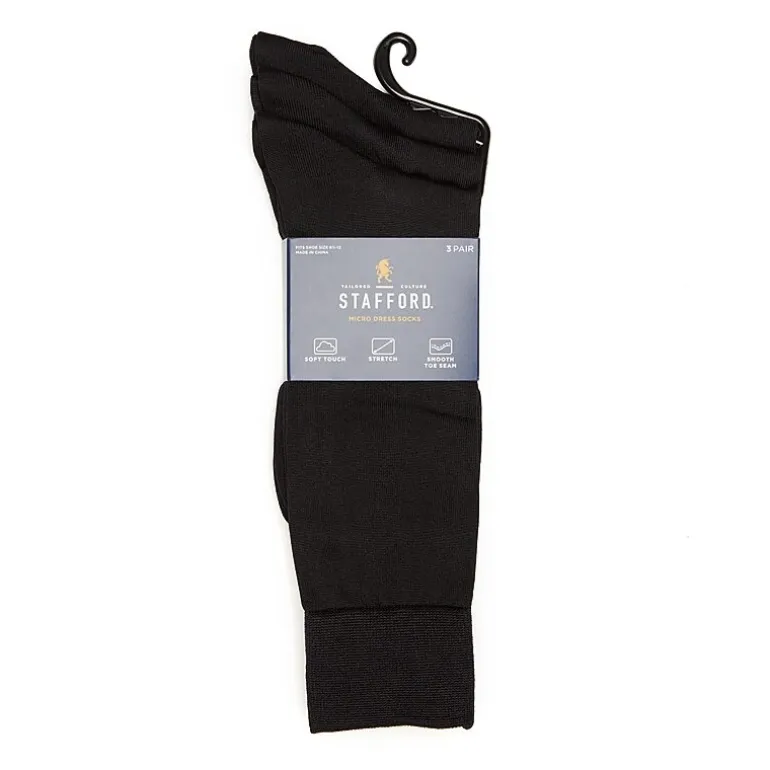 Stafford Microfiber Mens 3 Pair Crew Socks