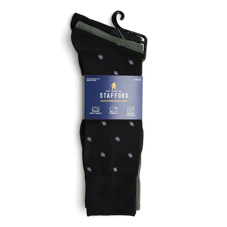 Stafford Microfiber Mens 3 Pair Crew Socks