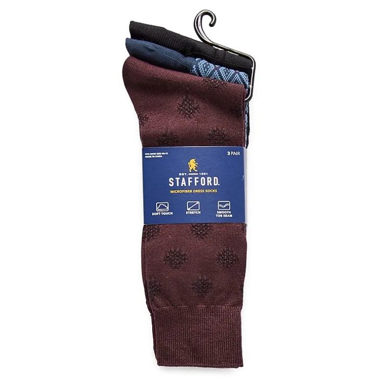 Stafford Microfiber Mens 3 Pair Crew Socks