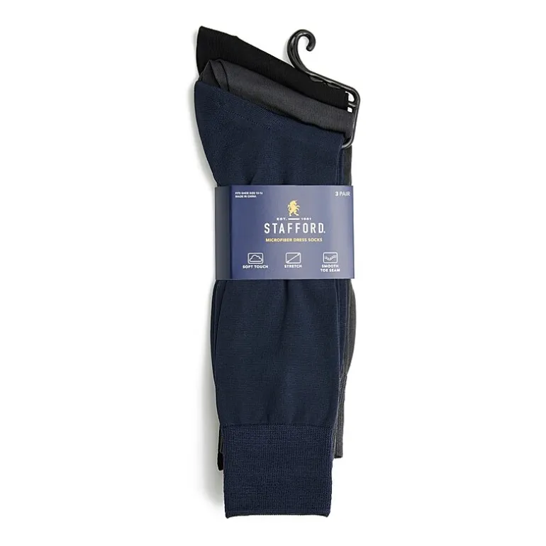 Stafford Microfiber Mens 3 Pair Big and Tall Crew Socks