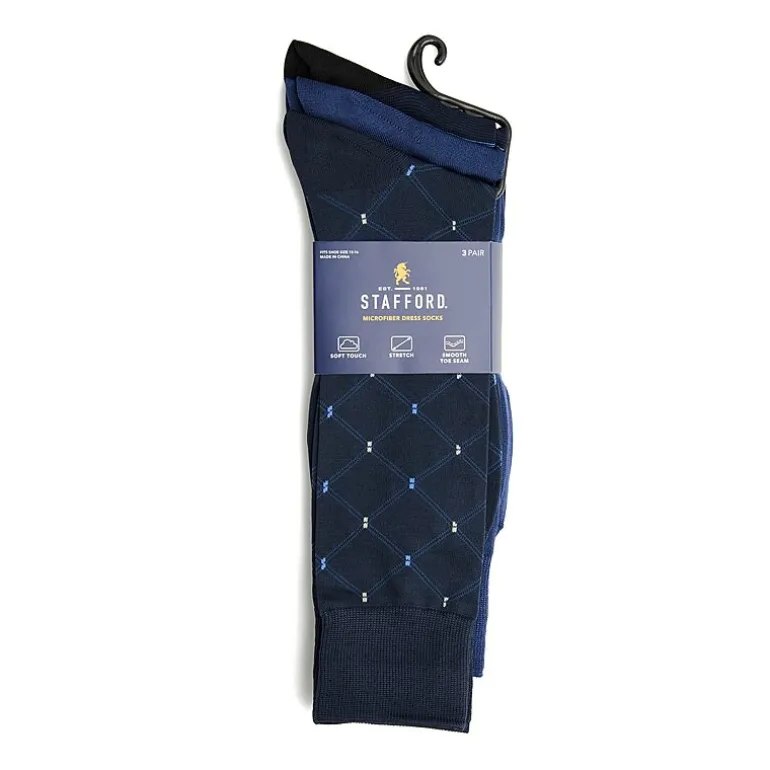 Stafford Microfiber Mens 3 Pair Big and Tall Crew Socks