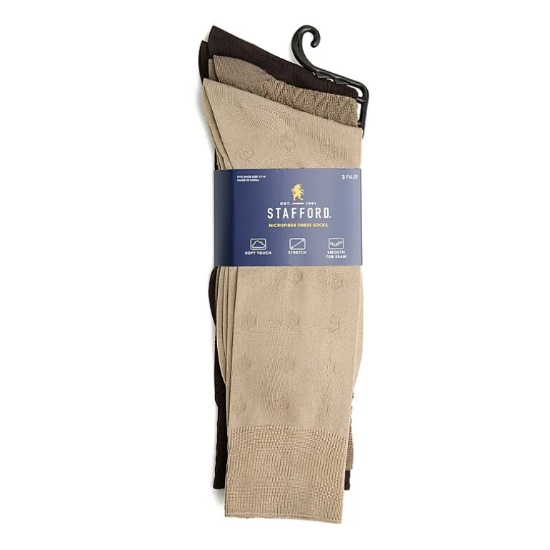 Stafford Microfiber Mens 3 Pair Big and Tall Crew Socks