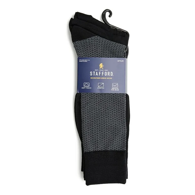 Stafford Microfiber Mens 3 Pair Big and Tall Crew Socks