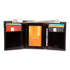 Stafford Rfid Split Pull-Up Trifoldw/Intrior Zipper Mens Personalized Trifold Wallet