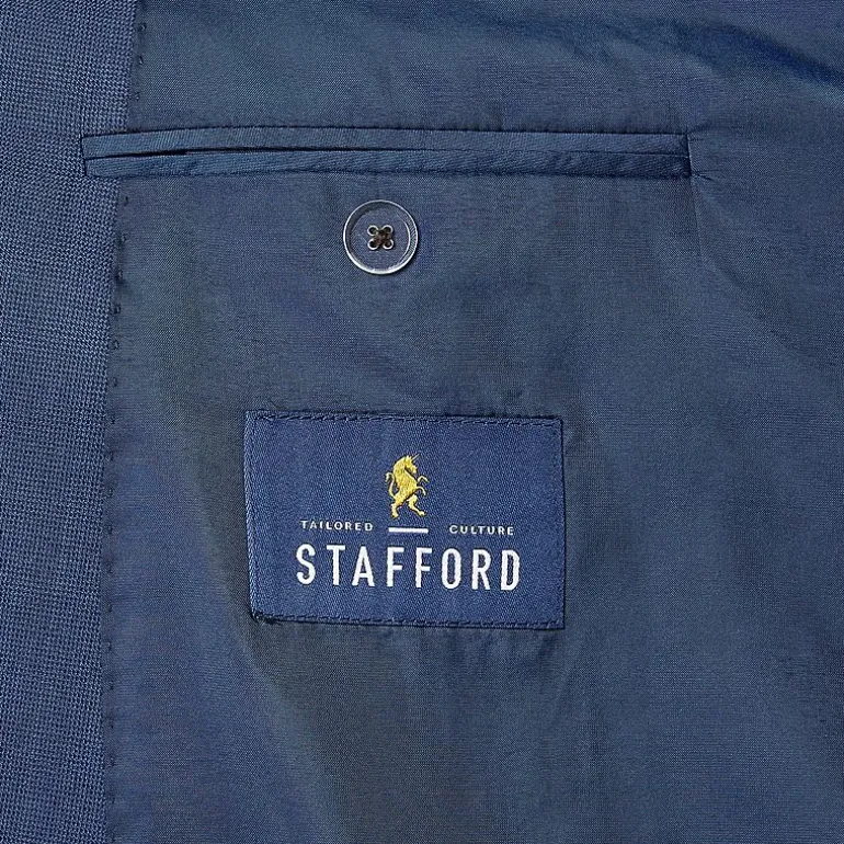 Stafford Signature Coolmax All Season Ecomade Men's Blue Birdseye Big and Tall Stretch Classic Fit Suit Separates