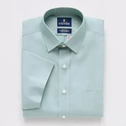 Stafford Smart Tech Magna Ready® Mens Regular Fit Easy-on + Easy-off Sensory Friendly Adaptive Stretch Fabric Wrinkle Free Short Sleeve Dress Shirt