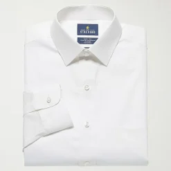 Stafford Smart Tech Magna Ready® Mens Regular Fit Easy-on + Easy-off Sensory Friendly Adaptive Stretch Fabric Wrinkle Free Long Sleeve Dress Shirt