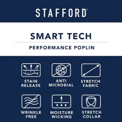 Stafford Smart Tech Mens Big & Tall Regular Fit Easy-on + Easy-off Adaptive Stretch Fabric Wrinkle Free Long Sleeve Dress Shirt