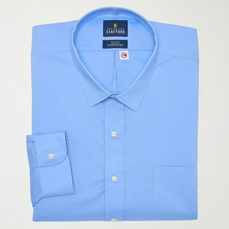 Stafford Smart Tech Mens Big & Tall Regular Fit Easy-on + Easy-off Adaptive Stretch Fabric Wrinkle Free Long Sleeve Dress Shirt