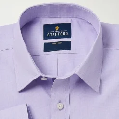 Stafford Smart Tech Mens Regular Fit Stretch Fabric Wrinkle Free Long Sleeve Dress Shirt