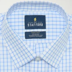 Stafford Smart Tech Mens Regular Fit Stretch Fabric Wrinkle Free Long Sleeve Dress Shirt