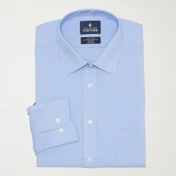 Stafford Smart Tech Mens Regular Fit Stretch Fabric Wrinkle Free Long Sleeve Dress Shirt