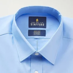 Stafford Smart Tech Mens Regular Fit Stretch Fabric Wrinkle Free Long Sleeve Dress Shirt