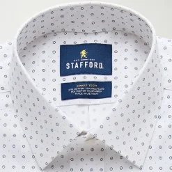 Stafford Smart Tech Mens Regular Fit Stretch Fabric Wrinkle Free Long Sleeve Dress Shirt