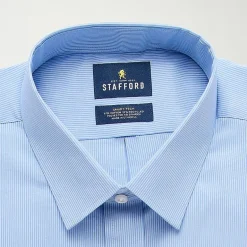 Stafford Smart Tech Mens Regular Fit Stretch Fabric Wrinkle Free Long Sleeve Dress Shirt