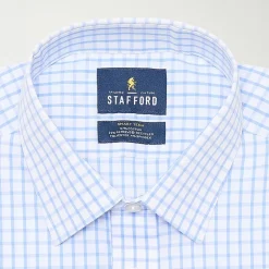 Stafford Smart Tech Mens Slim Fit Stretch Fabric Wrinkle Free Long Sleeve Dress Shirt