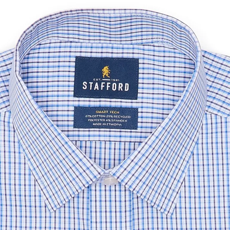 Stafford Smart Tech Mens Slim Fit Stretch Fabric Wrinkle Free Long Sleeve Dress Shirt