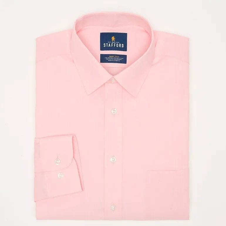 Stafford Smart Tech Mens Slim Fit Stretch Fabric Wrinkle Free Long Sleeve Dress Shirt