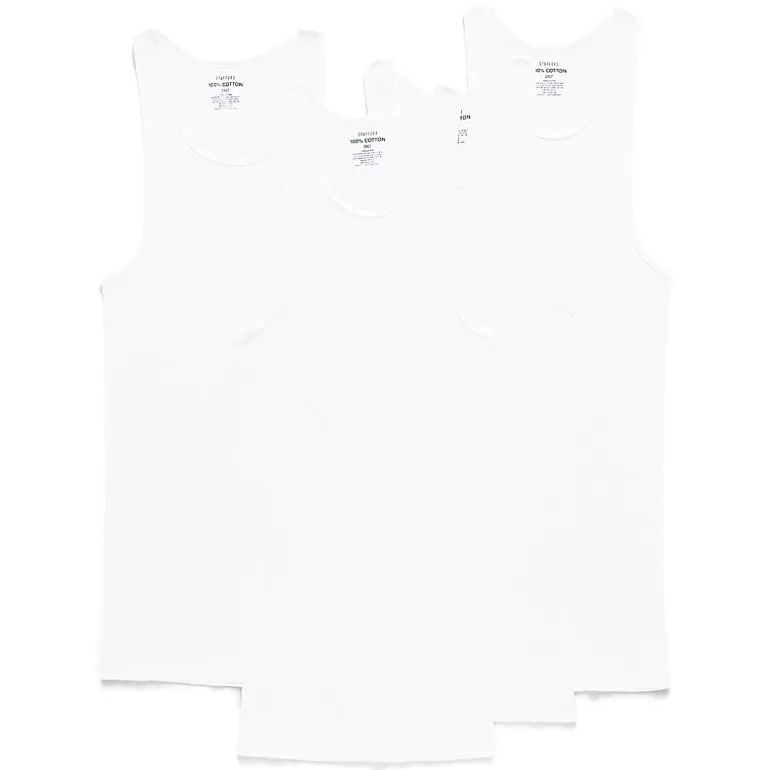 Stafford Super Soft Cotton Mens Round Neck Sleeveless 4 Pack Tank