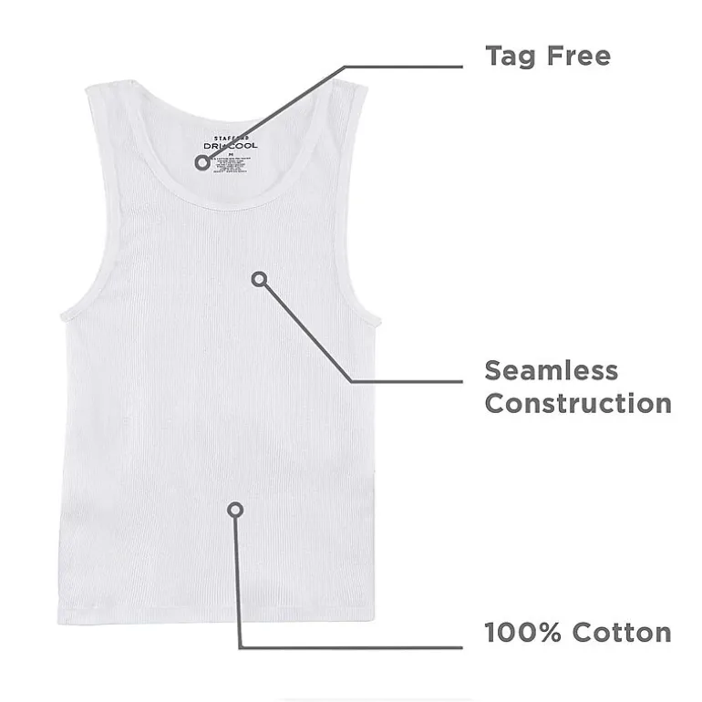 Stafford Super Soft Cotton Mens Round Neck Sleeveless 4 Pack Tank