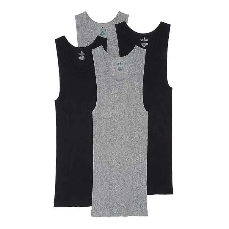 Stafford Super Soft Cotton Mens Round Neck Sleeveless 4 Pack Tank