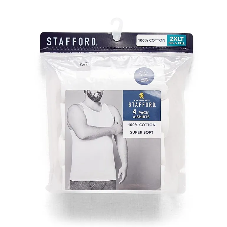 Stafford Super Soft Cotton Mens Round Neck Sleeveless 4 Pack Tank