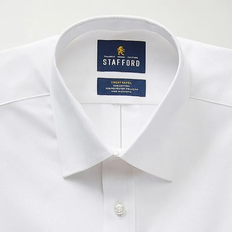 Stafford Sweat Repel Advanced Performance Mens Regular Fit Stretch Fabric Wrinkle Free Long Sleeve Dress Shirt