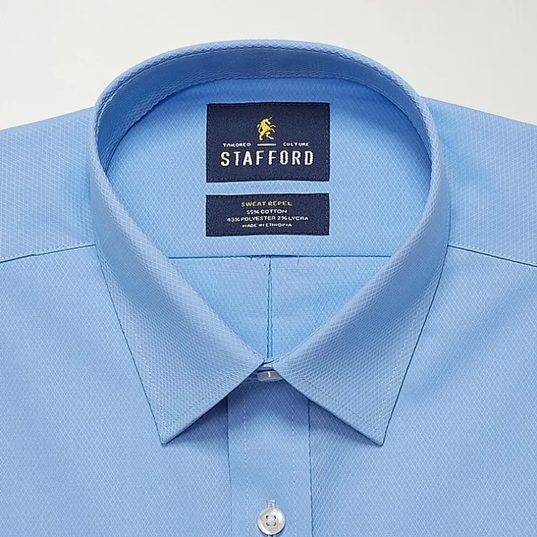 Stafford Sweat Repel Advanced Performance Mens Regular Fit Stretch Fabric Wrinkle Free Long Sleeve Dress Shirt