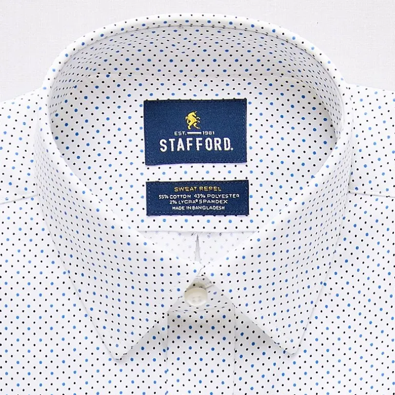 Stafford Sweat Repel Advanced Performance Mens Regular Fit Stretch Fabric Wrinkle Free Long Sleeve Dress Shirt