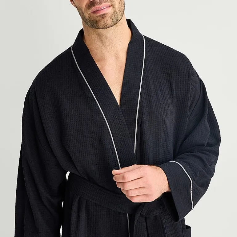 Stafford Waffle One Size Mens Waffle Long Sleeve Long Length Robe