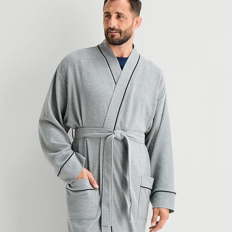 Stafford Waffle One Size Mens Waffle Long Sleeve Long Length Robe